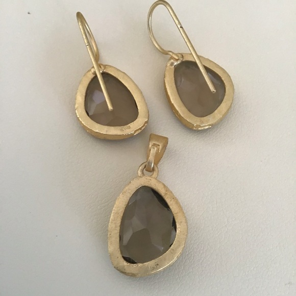 sterling silver Gold Overlay Brown Topaz Necklace & Earrings set - Picture 6 of 8